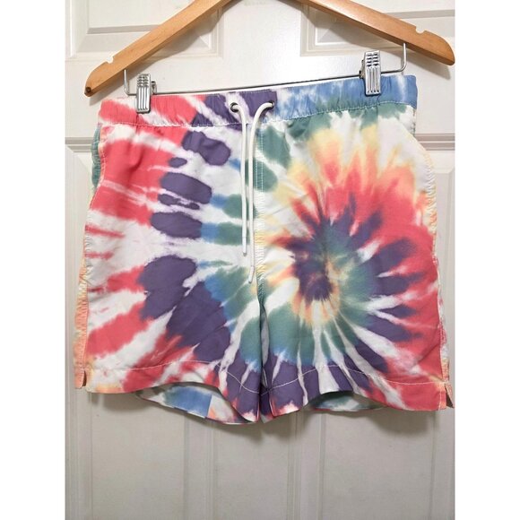 Abercrombie & Fitch Mens Tie-Dye Swim Shorts With Drawstring Waist & Back Pocket - Picture 2 of 9